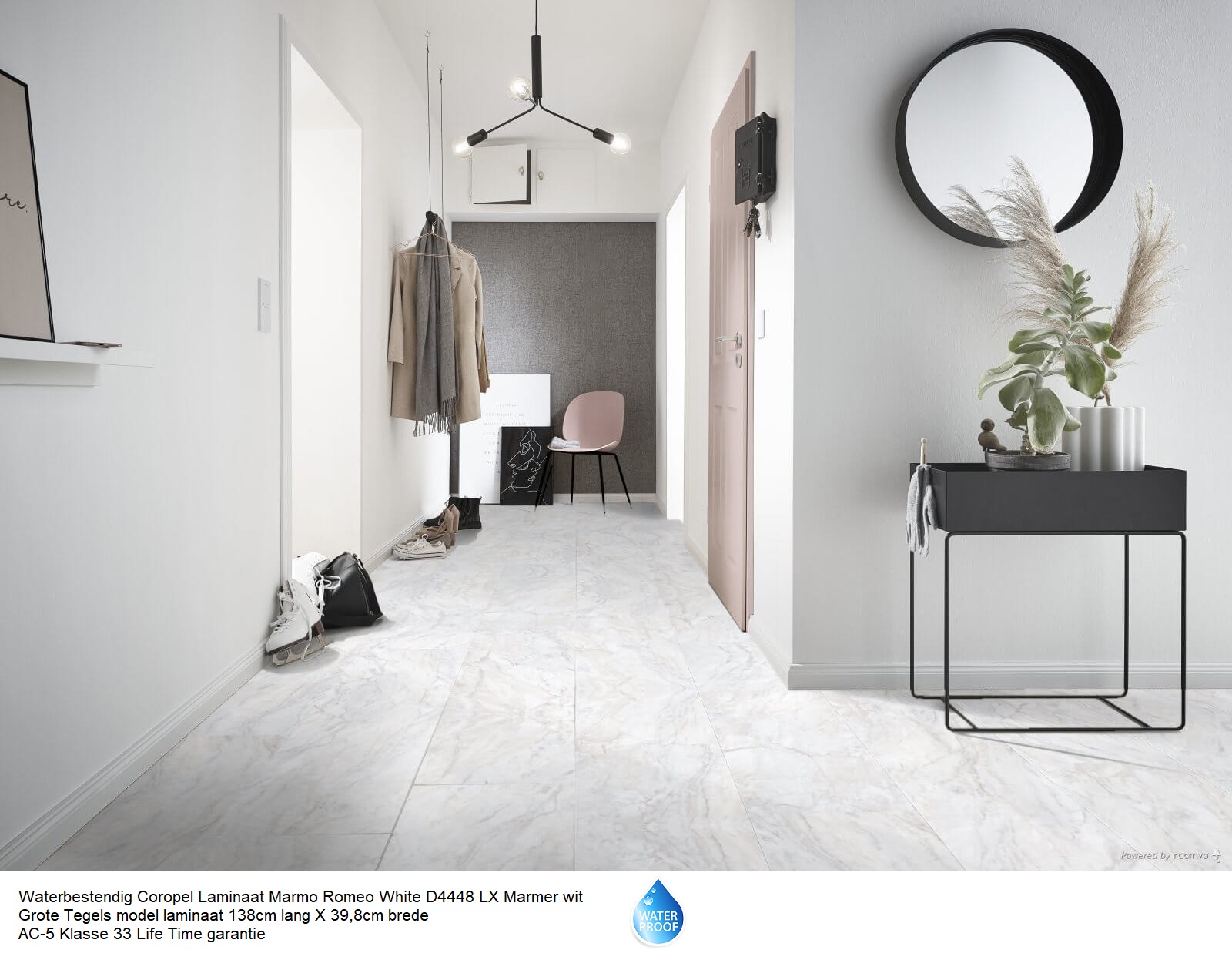 Corepel Waterbestendig Tegel Laminaat Marmer wit D4448 €16,95m2 - Afbeelding 2