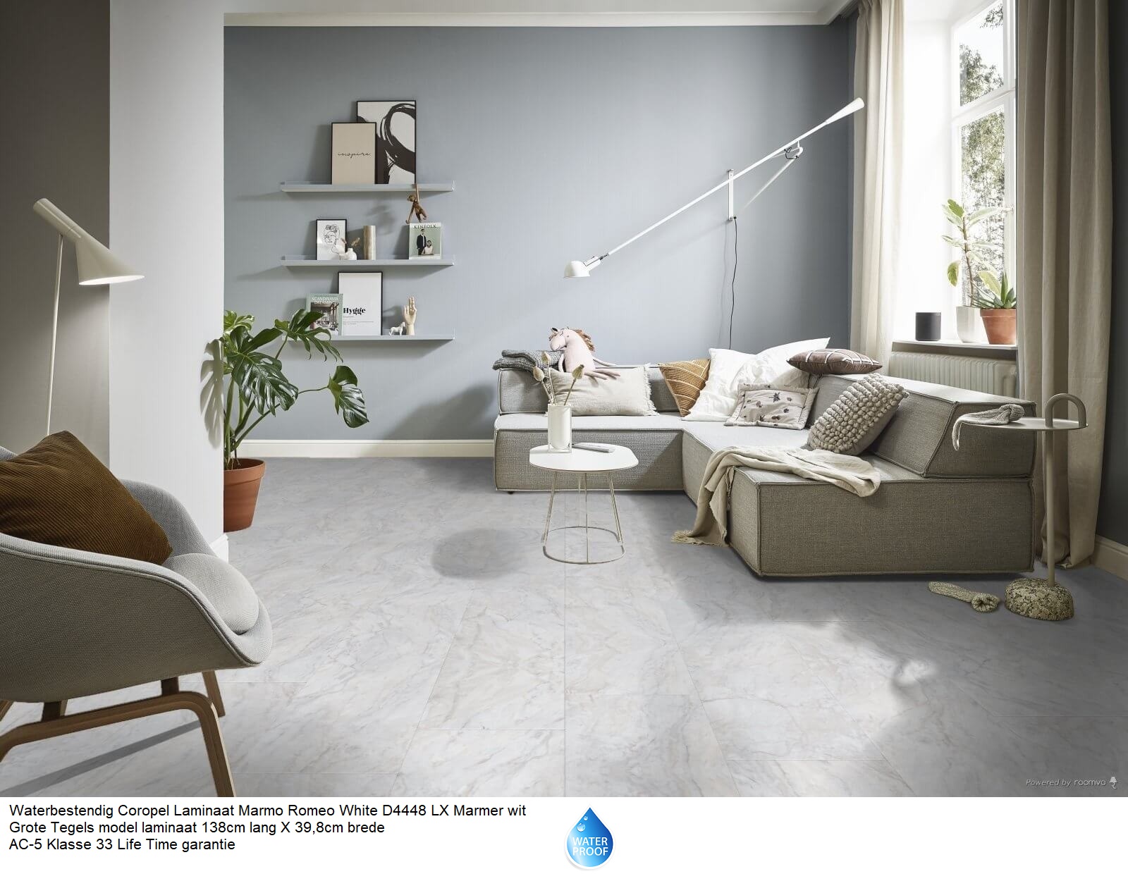 Corepel Waterbestendig Tegel Laminaat Marmer wit D4448 €16,95m2 - Afbeelding 3