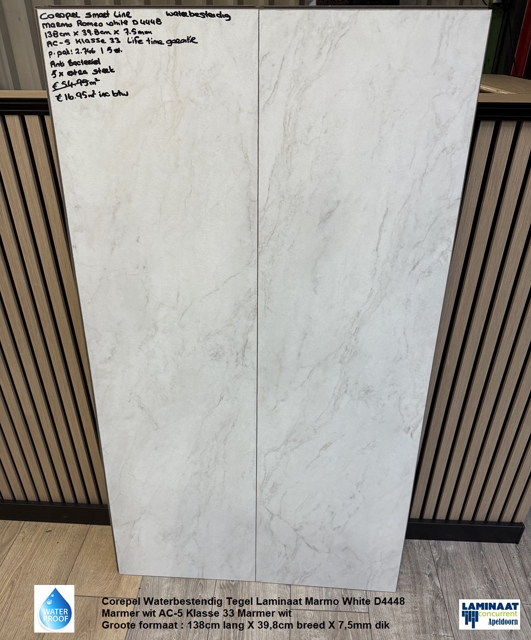 Corepel Waterbestendig Tegel Laminaat Marmer wit D4448 €16,95m2 - Afbeelding 6