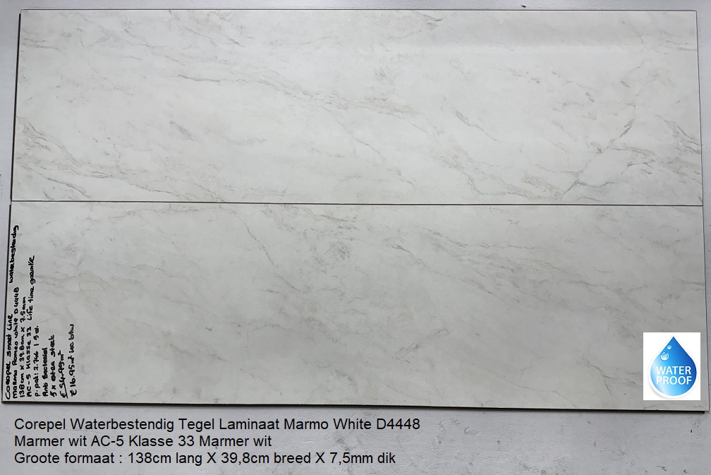 Corepel Waterbestendig Tegel Laminaat Marmer wit D4448 €16,95m2 - Afbeelding 7
