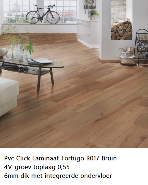 35m2 Pvc Click Tortugo R017 Merbau met integreerde ondervloer = €695 - Afbeelding 4