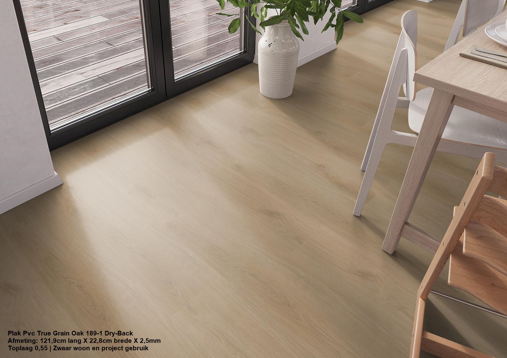Plak Pvc True Grain Oak 189-1 Natuur Dry-Back €23,95p/m2