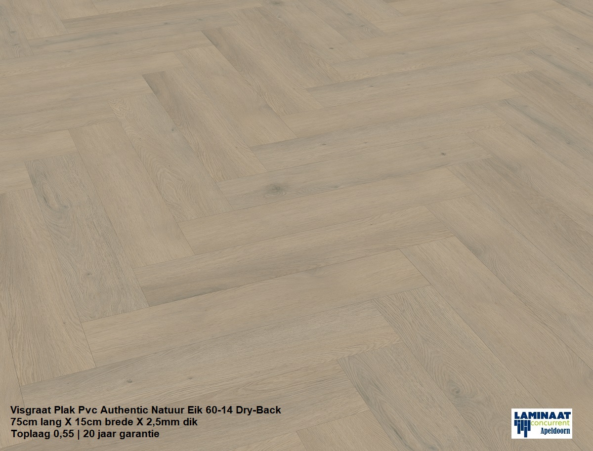 102m2 Visgraat Plak Pvc Authentic Natuur Eik Dry-Back 35pak = €1995 - Afbeelding 3