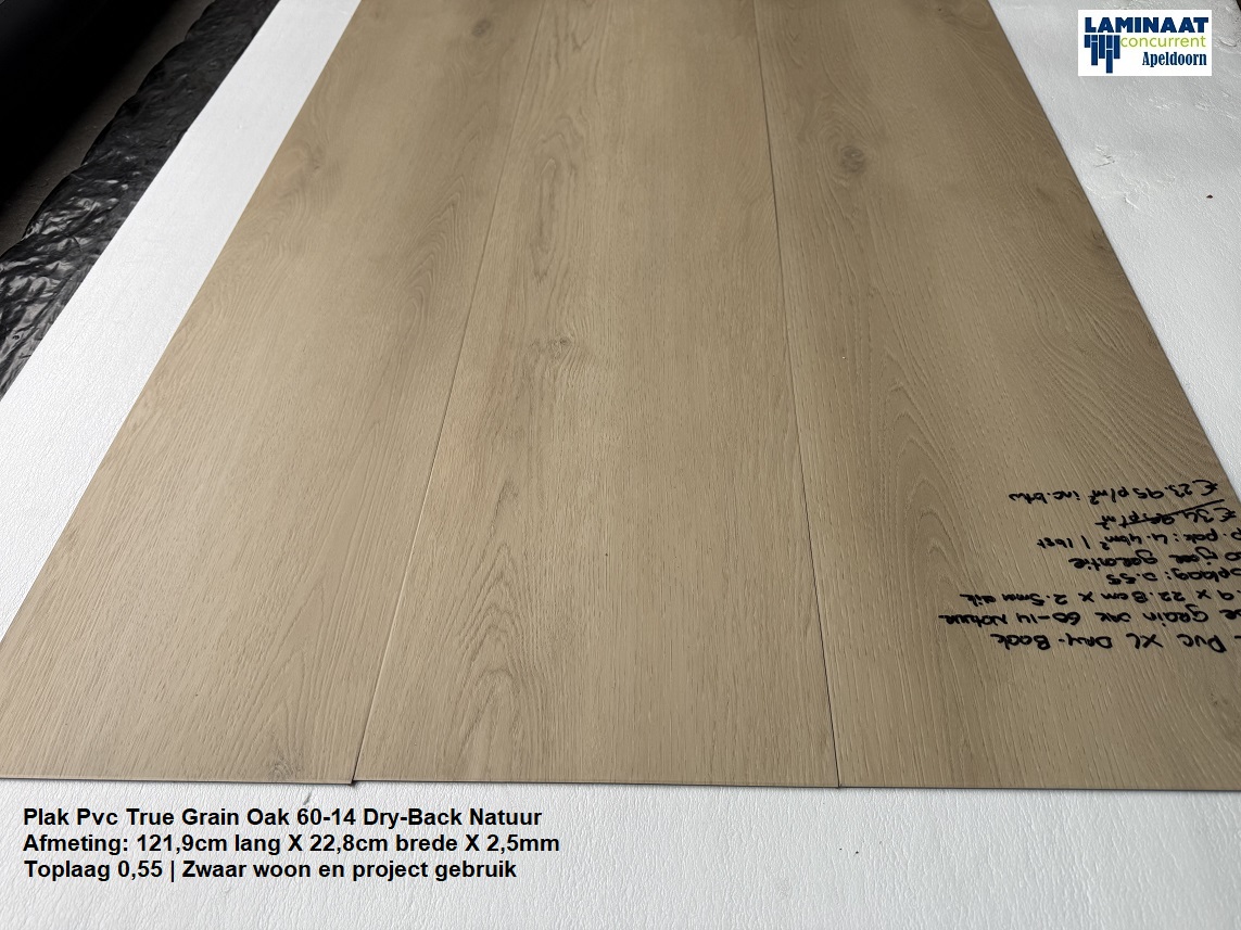 Plak Pvc True Grain Oak 60-14 Natuur Dry-Back €23,95p/m2 - Afbeelding 3