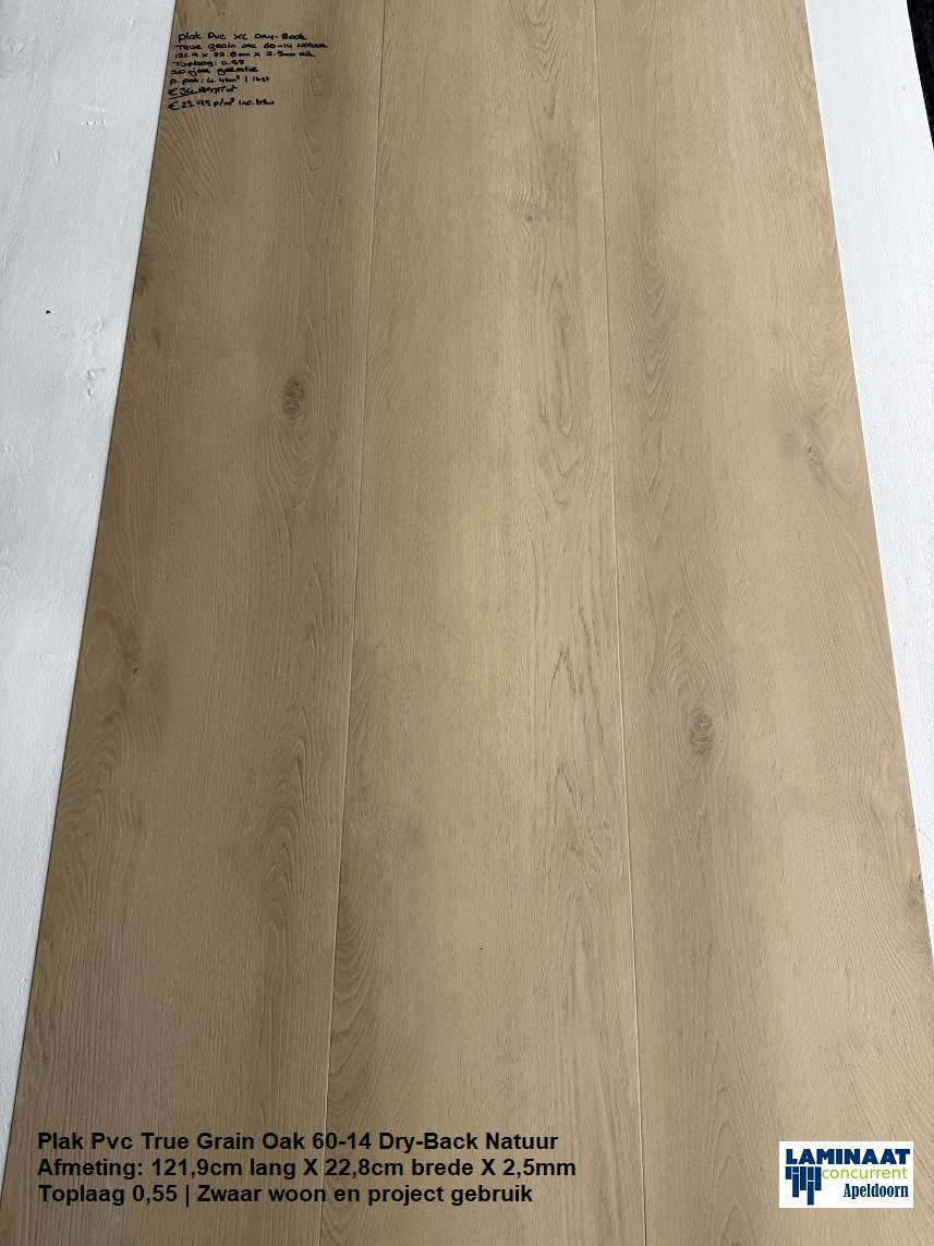 Plak Pvc True Grain Oak 60-14 Natuur Dry-Back €23,95p/m2 - Afbeelding 4