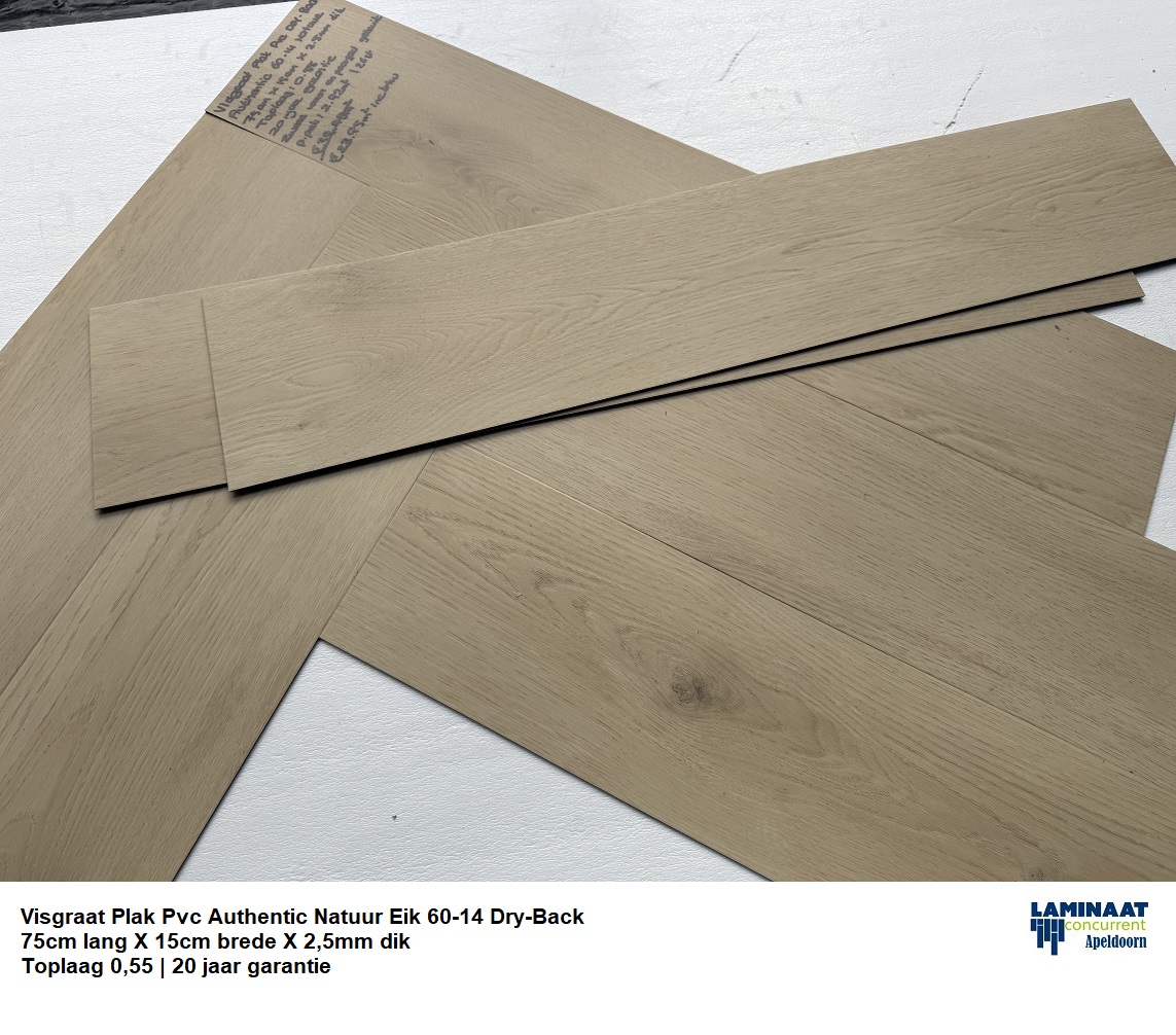 102m2 Visgraat Plak Pvc Authentic Natuur Eik Dry-Back 35pak = €1995 - Afbeelding 2