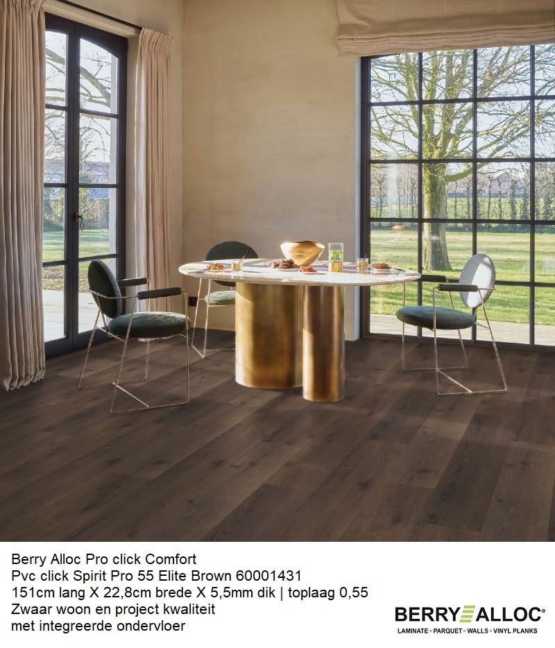 Pvc click Spirit Elite Brown met integreerde ondervloer €29,95m2 - Afbeelding 2