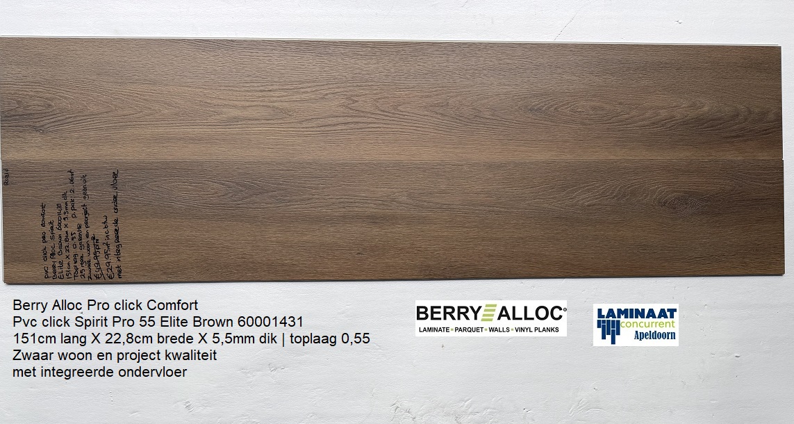 Pvc click Spirit Elite Brown met integreerde ondervloer €29,95m2 - Afbeelding 3
