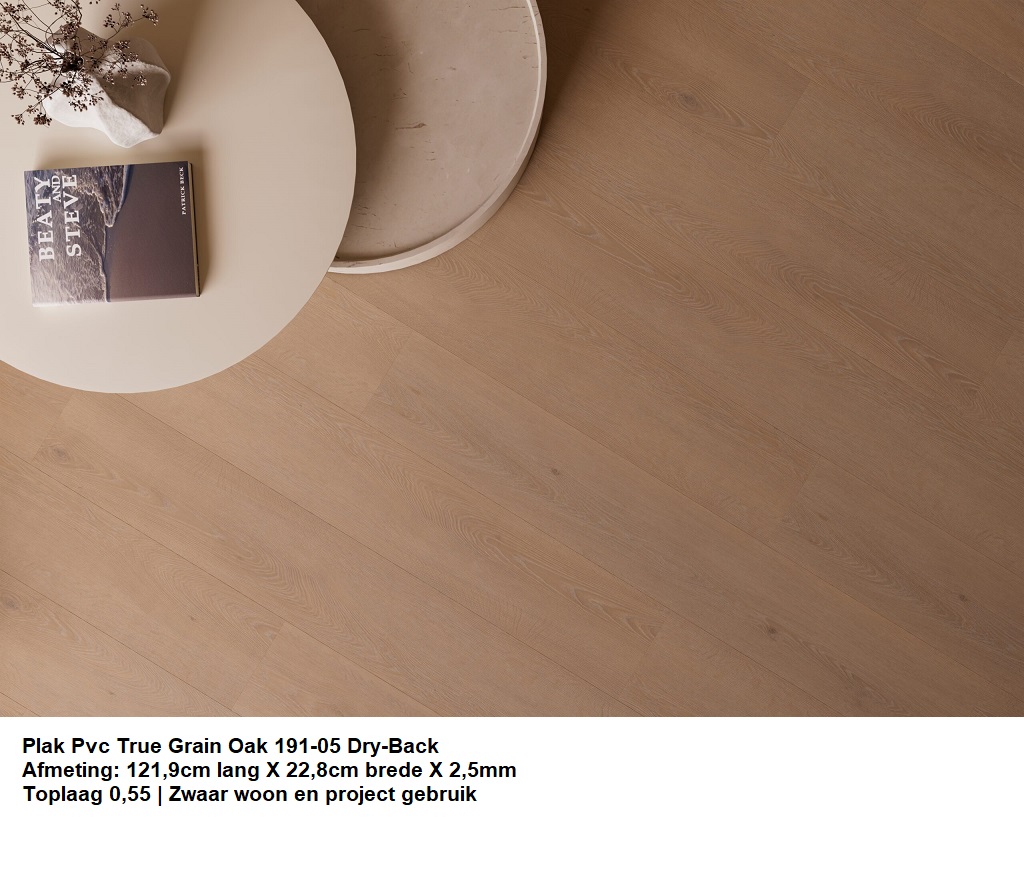 Plak Pvc True Grain Oak 191-05 Natuur Dark Dry-Back €23,95p/m2