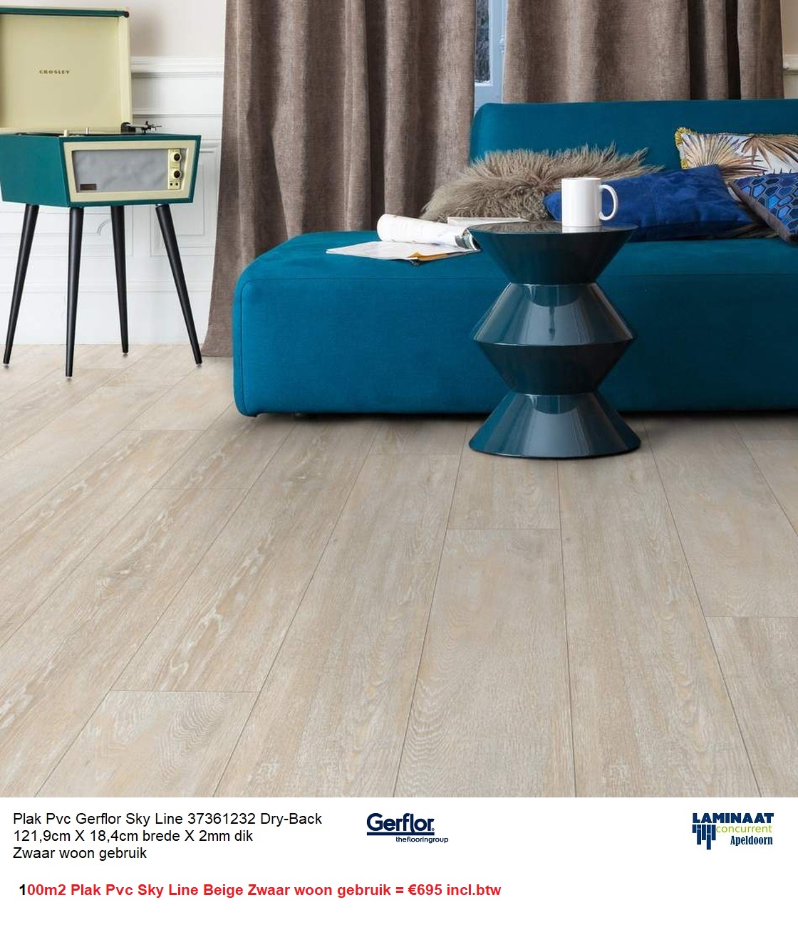100m2 Plak Pvc Sky Line Beige Dry-Back = €695