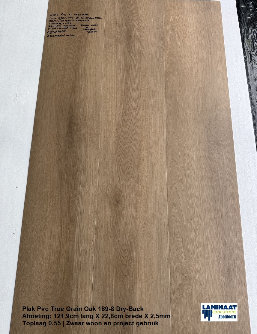 Plak Pvc True Grain Oak 189-8 Light Bruin Dry-Back €23,95p/m2 - Afbeelding 3