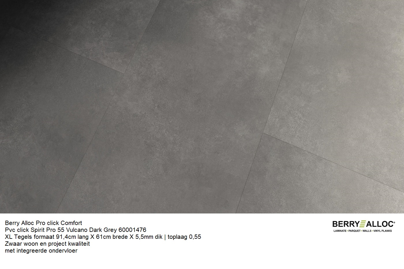 Pvc click Pro Spirit Vulcano Dark Grey met geintegreerde ondervloer - Afbeelding 7