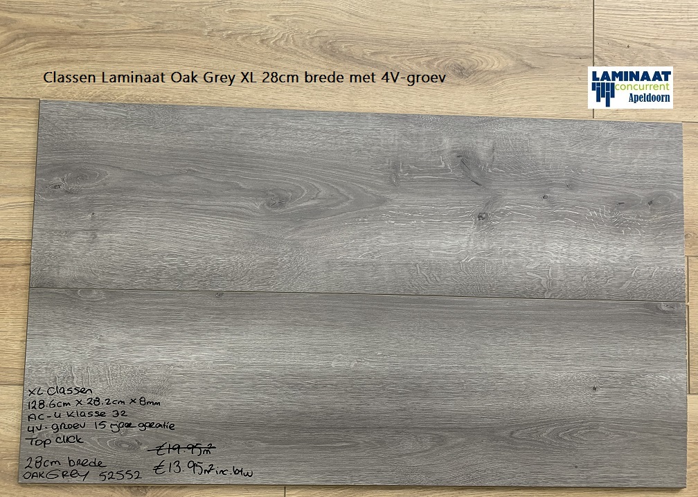 34m2 Laminaat Oak Grey 52552 28cm Extra brede 16pak = €250 - Afbeelding 3